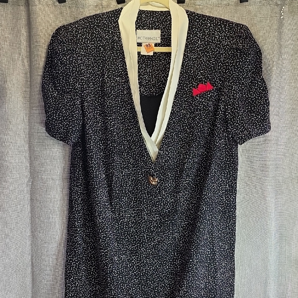 Motherhood Maternity Black and White Polka Dot button front Maxi Dress sz L